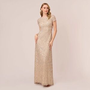 Adrianna Papel Gold Sequin formal dress